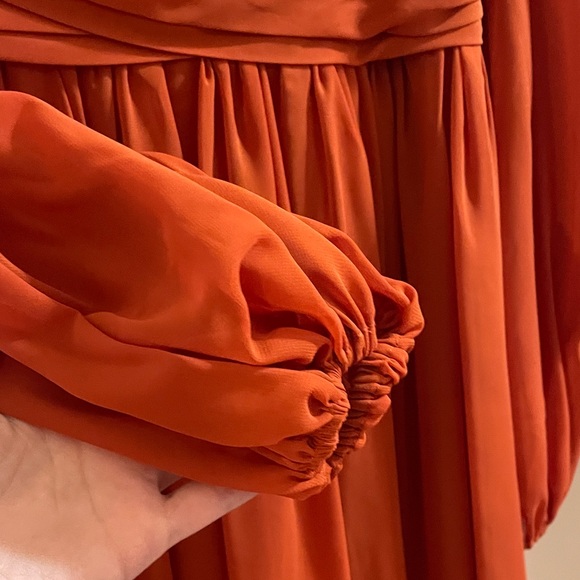 Azazie Long Sleeve Dress in Rust - Picture 3 of 6